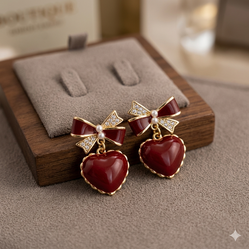 Korean earrings heart edition