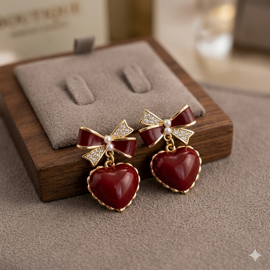 Korean earrings heart edition