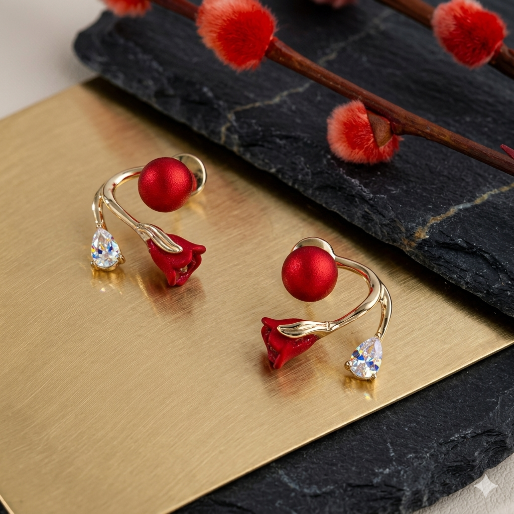 Korean earring rose edition